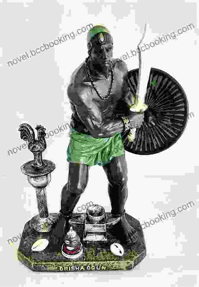 A Bronze Statue Of Ogun, The Yoruba God Of Iron And War, Holding A Sword And Battle Axe. Africa S Ogun: Old World And New