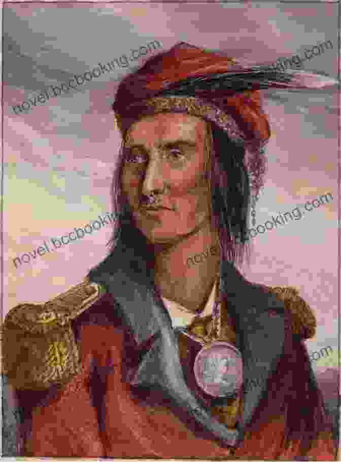 A Heroic Portrait Of Tecumseh, A Renowned Native American Leader, Adorned In Traditional Attire And Holding A Tomahawk. American Legends: The Life Of Tecumseh