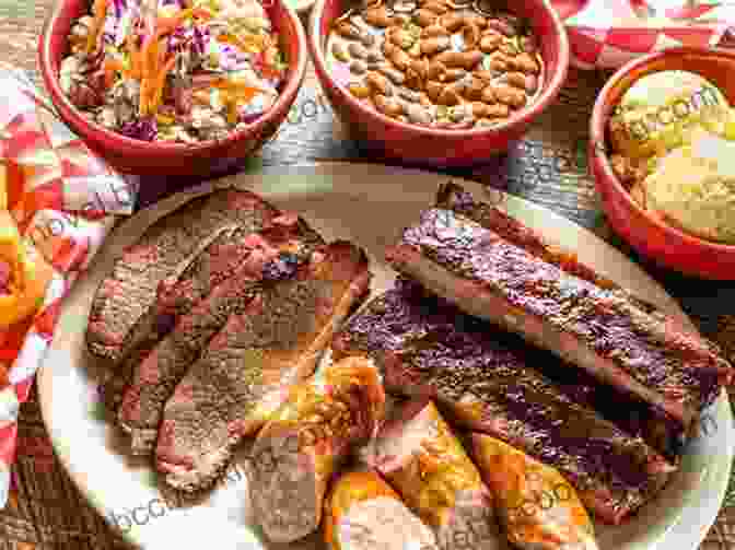 An Assortment Of Classic Texas Dishes, Including Brisket, Tacos, And Peach Cobbler Texas Eats: The New Lone Star Heritage Cookbook With More Than 200 Recipes