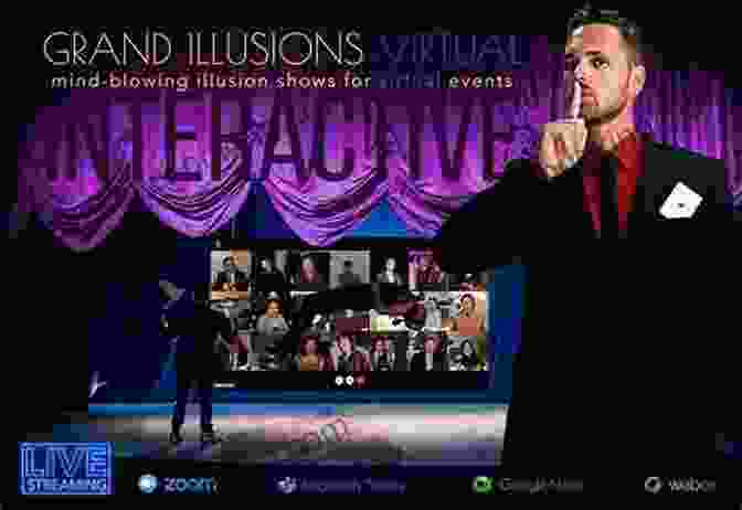 Magician Presenting On Virtual Stage With Interactive Elements Virtual Magic Show Set Up