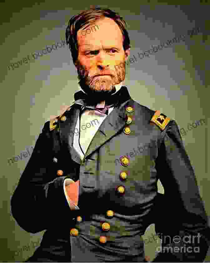 Portrait Of General William Sherman, A Distinguished Figure With A Determined Gaze, Wearing A Union Army Uniform. The Memoirs Of General William T Sherman